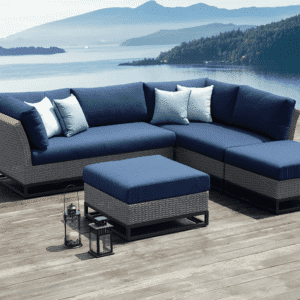 4pc L Shape Conversation Set (Grey/Navy Blue)