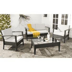 4pc Rattan Sofa Set (Black/Off-white)