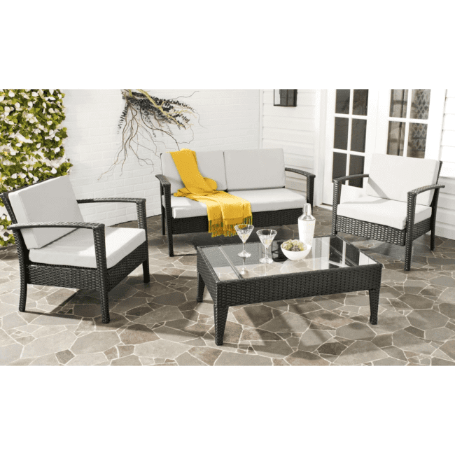 4pc Rattan Sofa Set (Black/Off-white)
