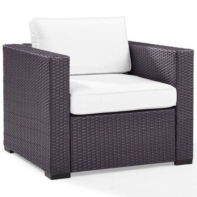 DEVOKO Patio Wicker Sofa 1-Seat and Table (Dark Brown & White) - Image 4