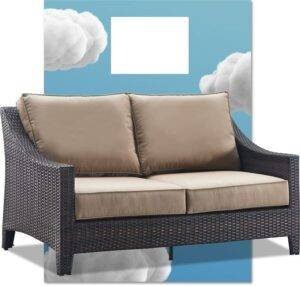 DEVOKO Outdoor Sectional Sofa Set 1-Piece (Dark Brown/Cream)