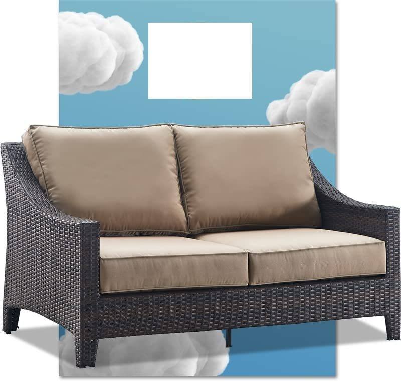 DEVOKO Outdoor Sectional Sofa Set 1-Piece (Dark Brown/Cream)