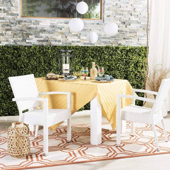 White Rattan Patio Furniture Set (2 pieces)
