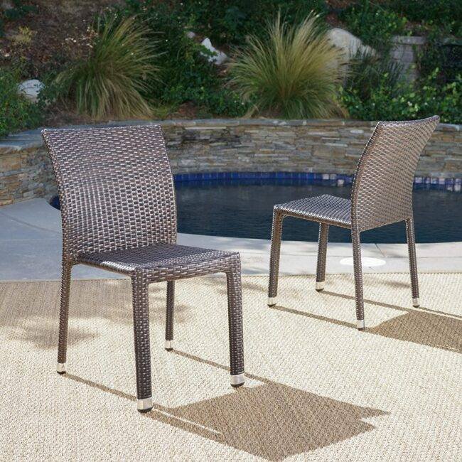 Outdoor Chair with Natural All Weather Wicker(Dark Brown)