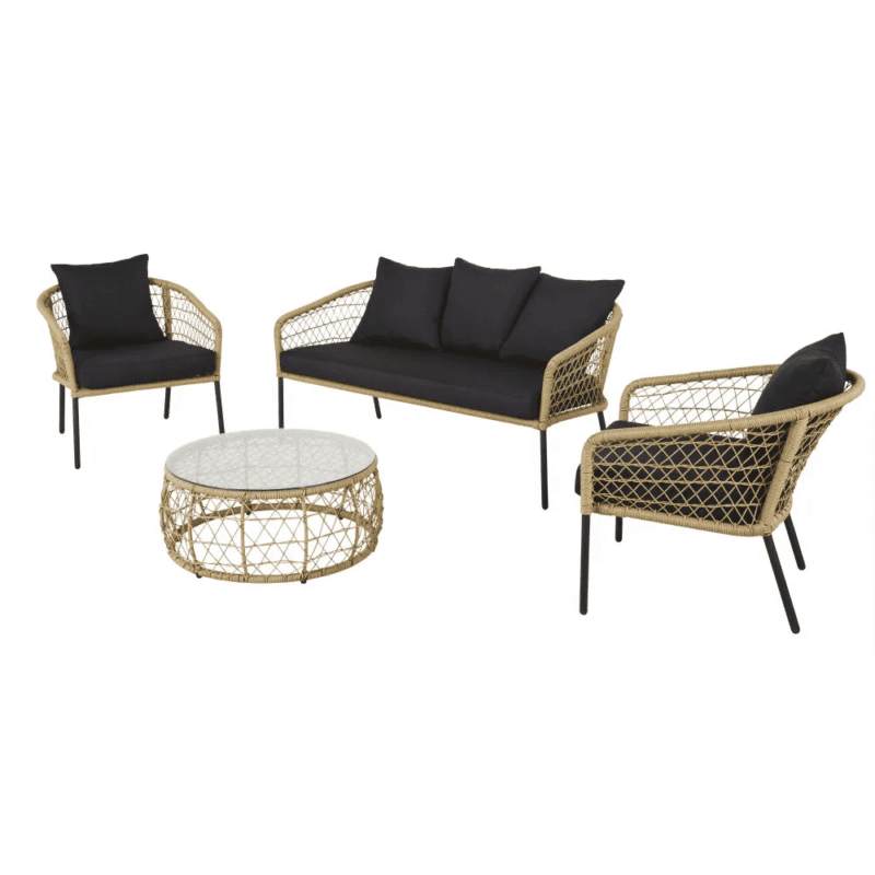 DEVOKO Patio Conversation Set (Beige/Black) - Image 4