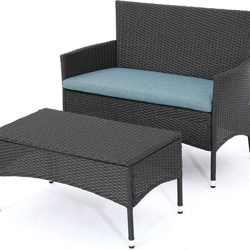 DEVOKO Patio Conversation Set 2-Piece (Sky Blue/Black) - Image 2