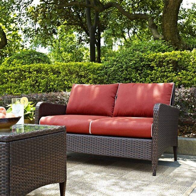 DEVOKO Patio Furniture Set 1-Piece (Dark Brown & Red)