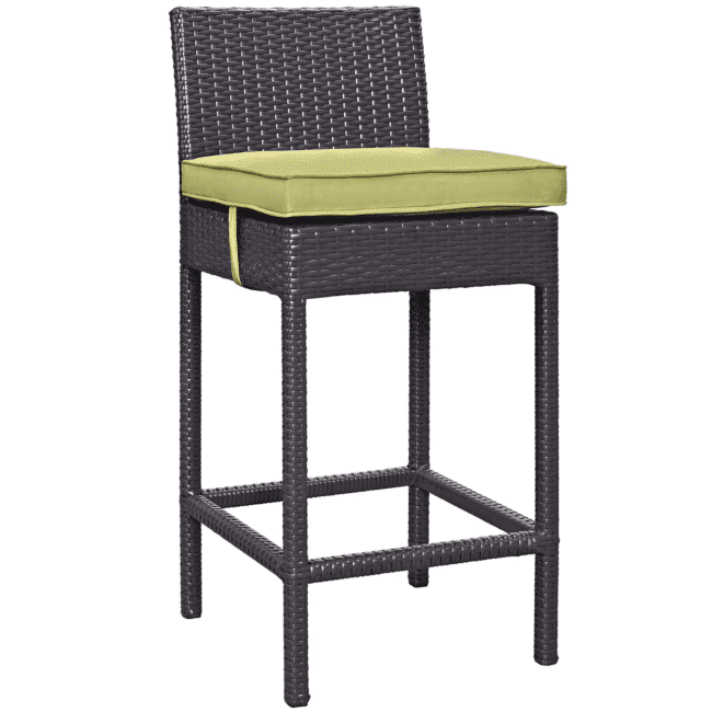 DEVOKO 5 Piece Patio Wicker Dining Bar Set Outdoor Rattan Furniture(Dark Brown & Green) - Image 3