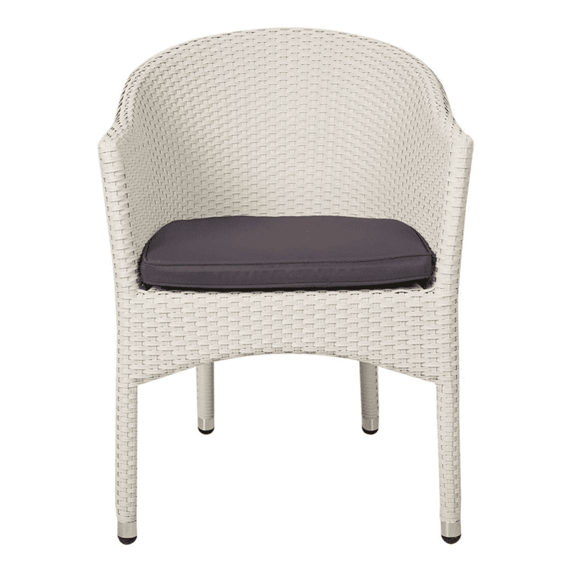White Rattan & Wicker Patio Lounge Arm Chair with Cushions - Image 3