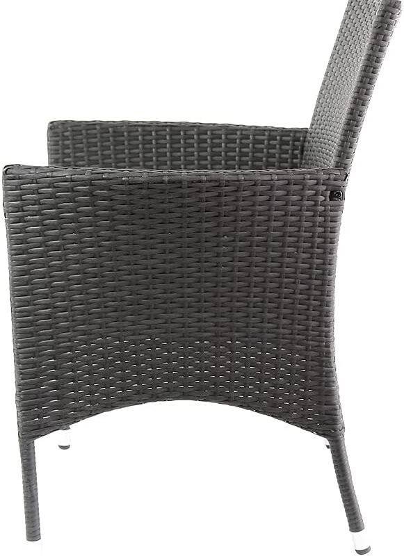 Wicker & Rattan Patio Dining Arm Chair(Black & White) - Image 5