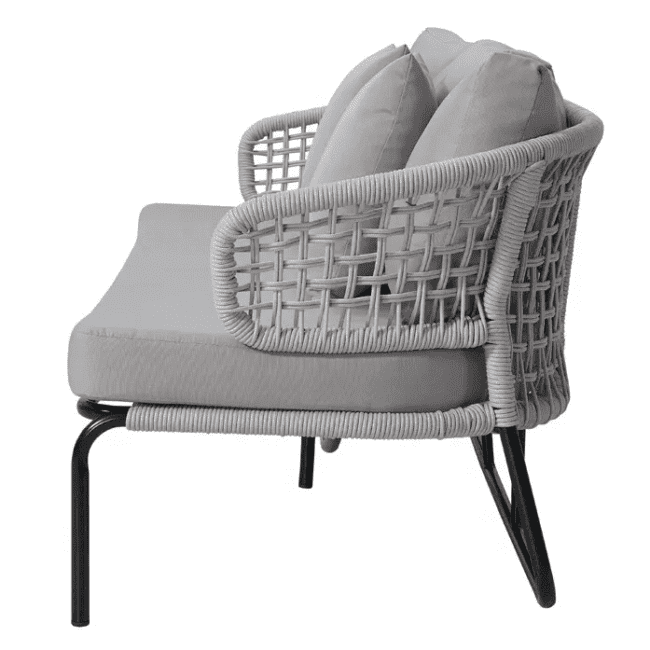 DEVOKO Outdoor Patio Furniture Set, Rope Conversation Sofa Set (Gray) - Image 4