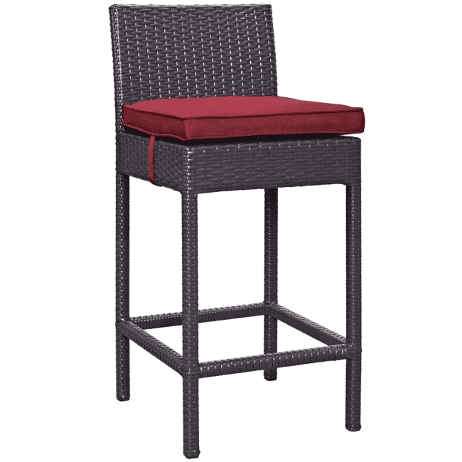 DEVOKO 5 Piece Patio Wicker Dining Bar Set Outdoor Rattan Furniture(Dark Brown & Red) - Image 3