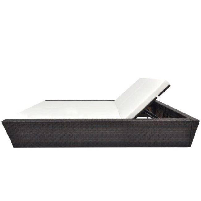 DEVOKO Outdoor Rattan Wicker Daybed (Dark Brown & White) - Image 4