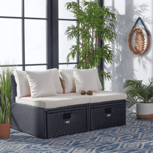 4 piece outdoor, indoor patio conversation set (Black & Cream)