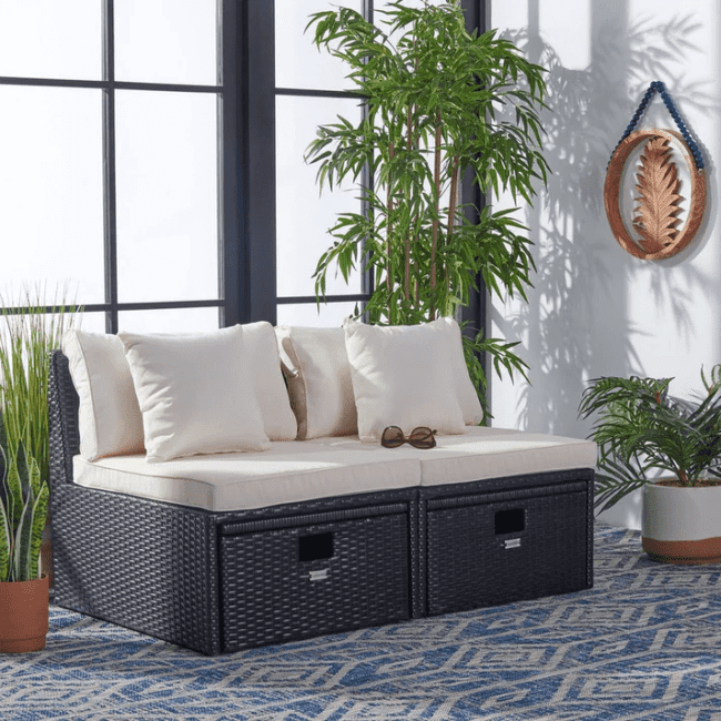 4 piece outdoor, indoor patio conversation set (Black & Cream)