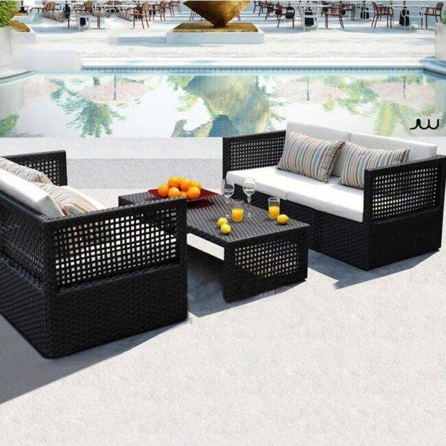 3 piece conversation set for garden, backyard and poolside (Black and White) - Image 3
