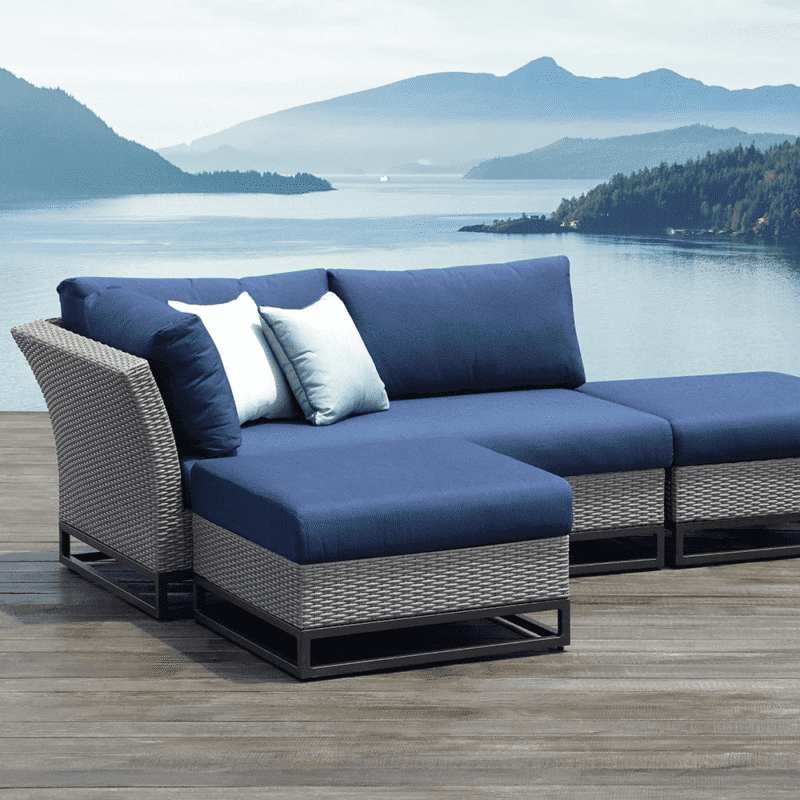 4pc L Shape Conversation Set (Grey/Navy Blue) - Image 3