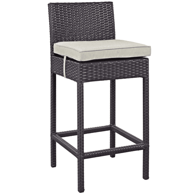 DEVOKO 5 Piece Patio Wicker Dining Bar Set Outdoor Rattan Furniture(Dark Brown & Off-white) - Image 3