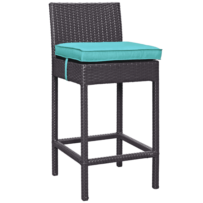 DEVOKO 5 Piece Patio Wicker Dining Bar Set Outdoor Rattan Furniture(Dark Brown & Sky-blue) - Image 3