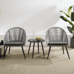 DEVOKO 3 Piece Woven Rope Patio Furniture Set (Grey & Dark Grey)