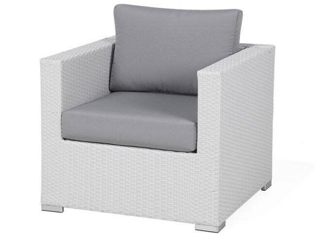DEVOKO 5-Piece Weather Resistant Patio Set: White Sofa & Grey Cushions - Image 5