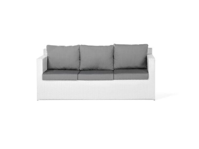 DEVOKO 5-Piece Weather Resistant Patio Set: White Sofa & Grey Cushions - Image 4
