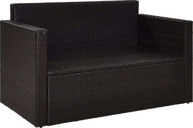 DEVOKO Outdoor Wicker Patio Sofa Set (Dark Brown & Cream) - Image 5