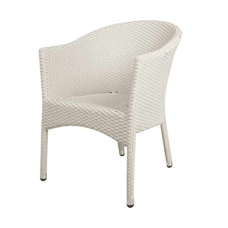 White Rattan & Wicker Patio Lounge Arm Chair with Cushions - Image 4