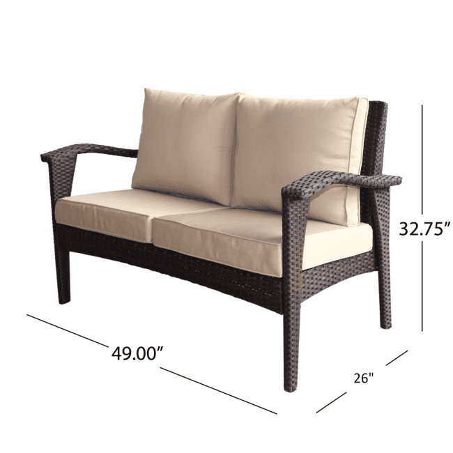 DEVOKO 1 Piece Outdoor Patio Sectional Sofa Couch (Dark Brown) - Image 3