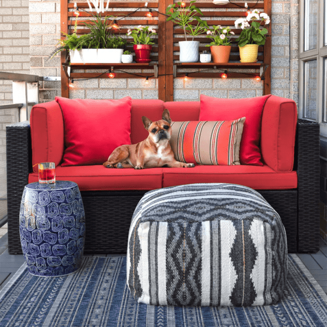 DEVOKO Outdoor Wicker Patio Sofa Set (Dark Brown, Red) - Image 5
