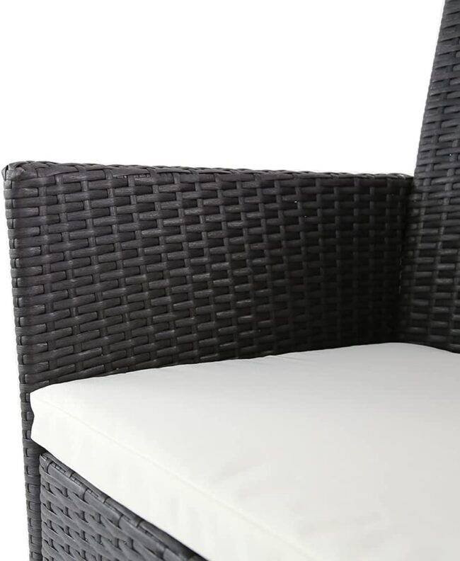 Wicker & Rattan Patio Dining Arm Chair(Black & White) - Image 6