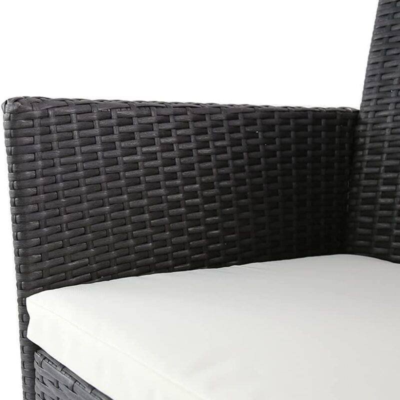 Wicker & Rattan Patio Dining Arm Chair(Black & White) - Image 6