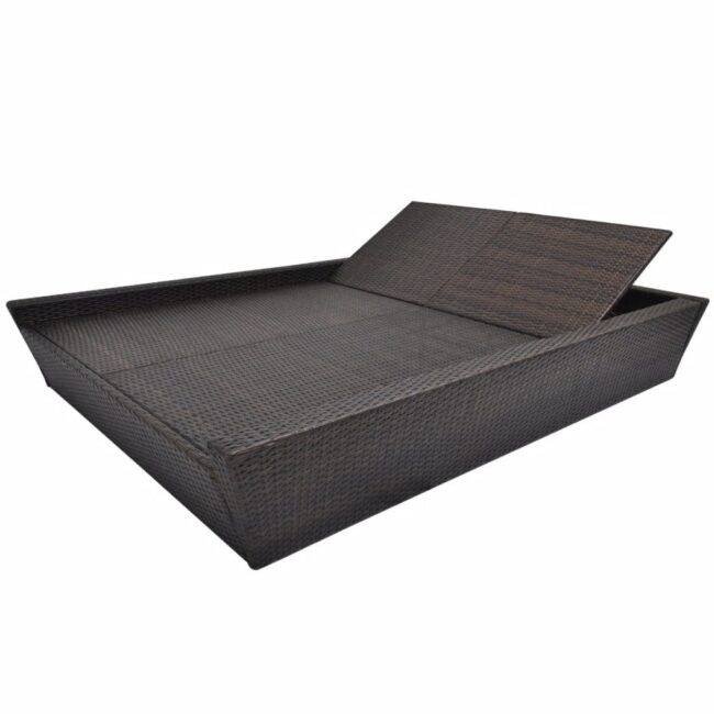 DEVOKO Outdoor Rattan Wicker Daybed (Dark Brown & White) - Image 5