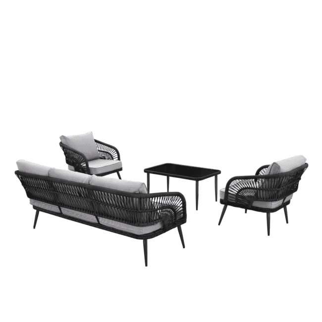 DEVOKO Rope Conversation Loveseat Set (Black /Light Grey) - Image 5