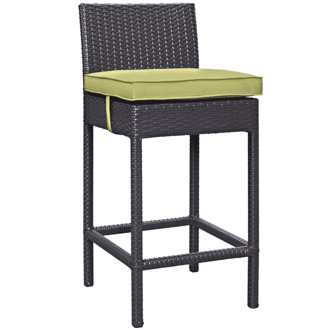 DEVOKO 5 Piece Patio Heighted Wicker Bar Set Outdoor Furniture(Dark Brown & Green) - Image 5
