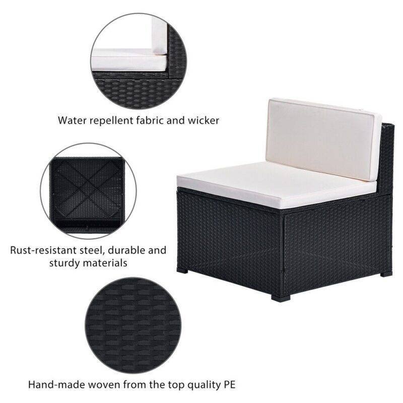8 pieces sectional wicker Furniture set for all weather rattan sofa conversation set (Indoor/Outdoor) - Image 5