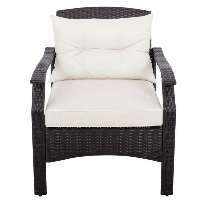 4pc Rattan Sofa Set (Dark Brown/Cream) - Image 4