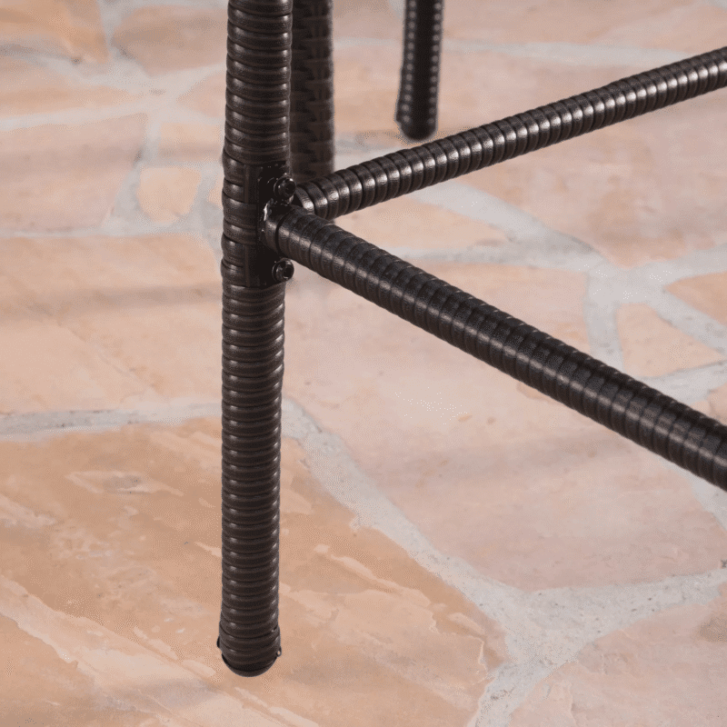 DEVOKO 5 Piece Outdoor Bar Table & Chair Set All Weather Wicker Furniture(Dark Brown) - Image 5