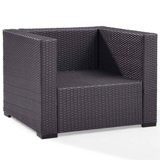 DEVOKO Patio Wicker Sofa 1-Seat and Table (Dark Brown & White) - Image 6