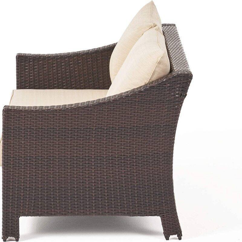 DEVOKO Outdoor Sectional Sofa Set 1-Piece (Dark Brown/Cream) - Image 3