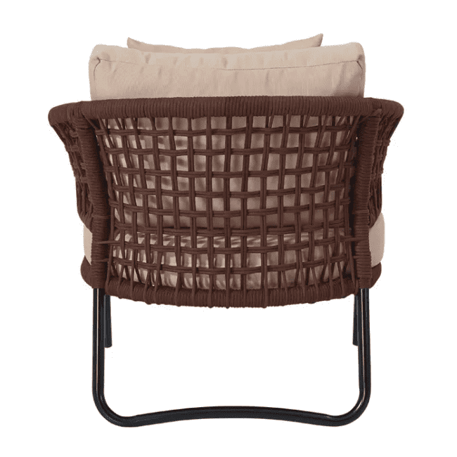 DEVOKO Outdoor Patio Furniture Set, Rope Conversation Sofa Set (Brown & Cream) - Image 5