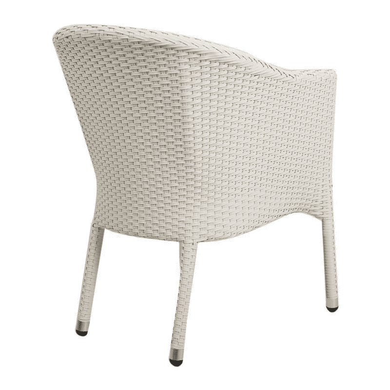 White Rattan & Wicker Patio Lounge Arm Chair with Cushions - Image 5