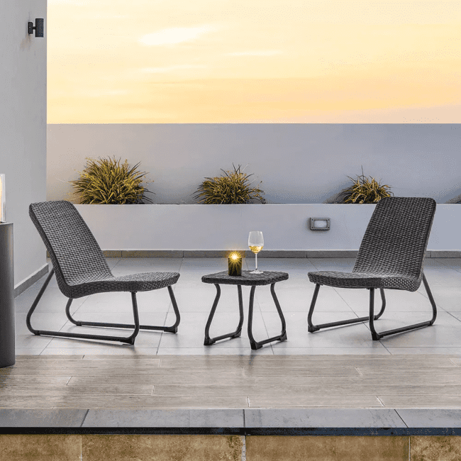 3 Piece Rattan & Wicker Patio Furniture Set (Dark Brown) - Image 4