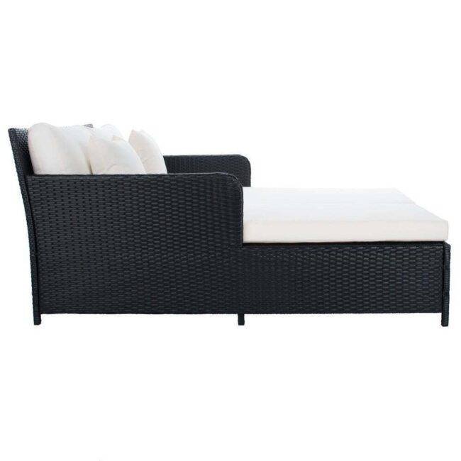 DEVOKO Rattan Daybed Patio Loveseat Sofa Set (Dark Brown & White) - Image 6