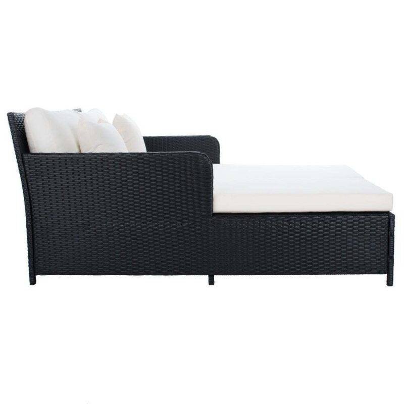 DEVOKO Rattan Daybed Patio Loveseat Sofa Set (Dark Brown & White) - Image 6