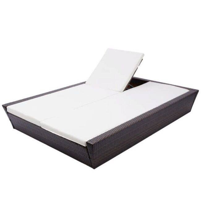 DEVOKO Outdoor Rattan Wicker Daybed (Dark Brown & White) - Image 6