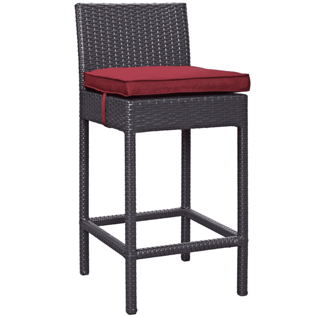 DEVOKO 5 Piece Patio Heighted Wicker Bar Set Outdoor Furniture(Dark Brown & Red) - Image 4