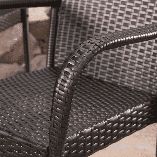 DEVOKO 5 Piece Outdoor Bar Table & Chair Set All Weather Wicker Furniture(Dark Brown) - Image 6