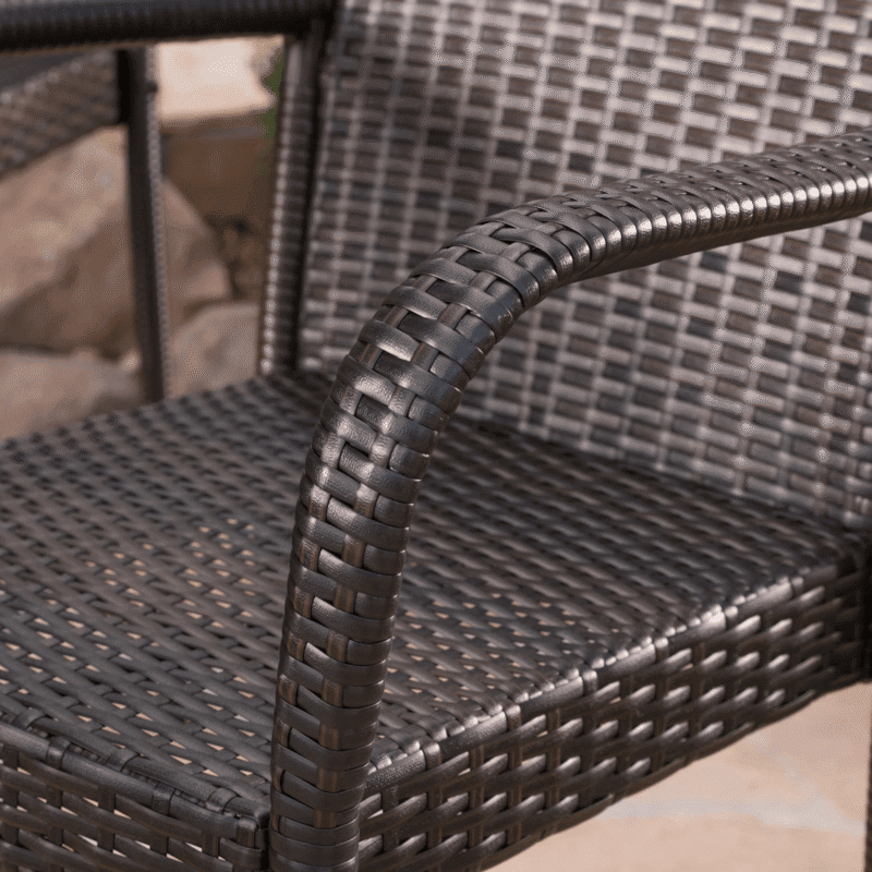 DEVOKO 5 Piece Outdoor Bar Table & Chair Set All Weather Wicker Furniture(Dark Brown) - Image 6
