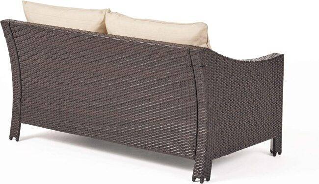 DEVOKO Outdoor Sectional Sofa Set 1-Piece (Dark Brown/Cream) - Image 5